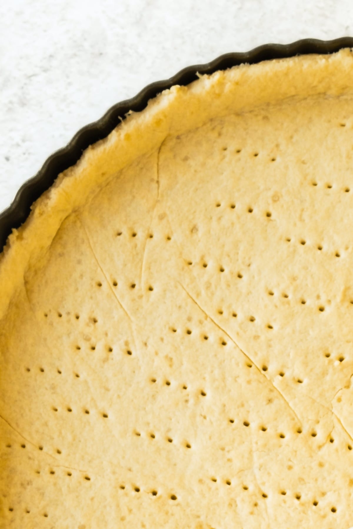 Freshly baked tart crust.