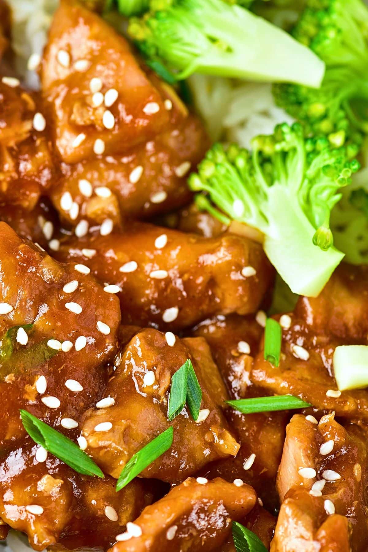 Homemade Gluten-Free Teriyaki Chicken (Dairy-Free) Up close view of homemade gluten-free teriyaki chicken