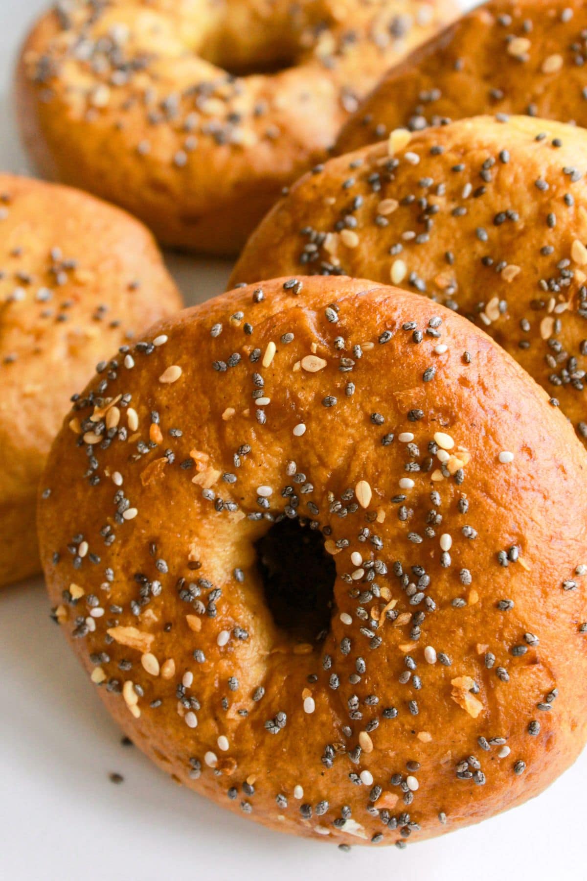 Up close view of vegan gluten-free bagels