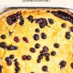 A baking pan with freshly made gluten-free dump cake.