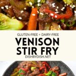 Collage of images of stir fry venison.
