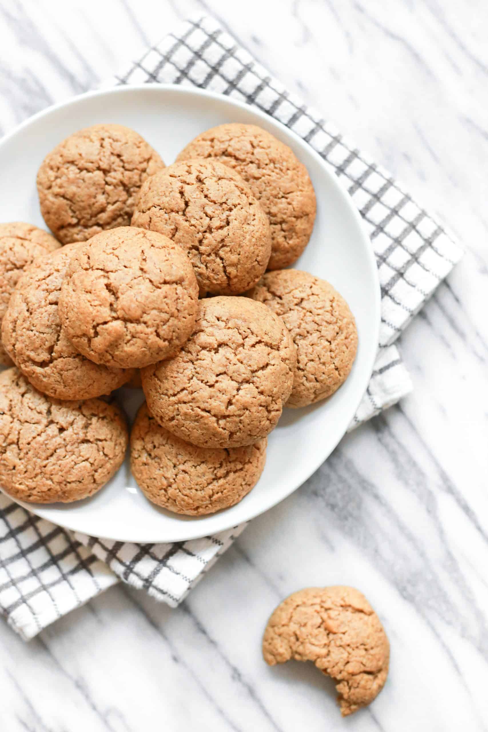 Almond butter cookies on a plate.