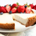 Reaching for a slice of greek yogurt cheesecake
