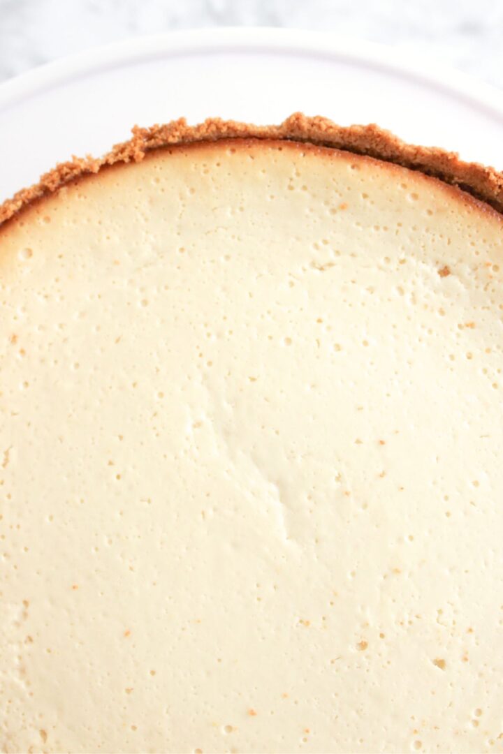 Baked cheesecake in graham cracker crust