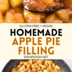 Collage of images of apple pie filling