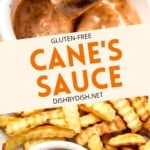 Collage of images of DIY cane's sauce.