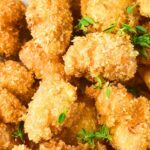 Up close view of crispy gluten-free chicken nuggets