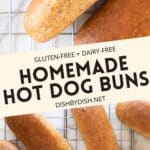 Collage of images of gluten-free hot dog buns