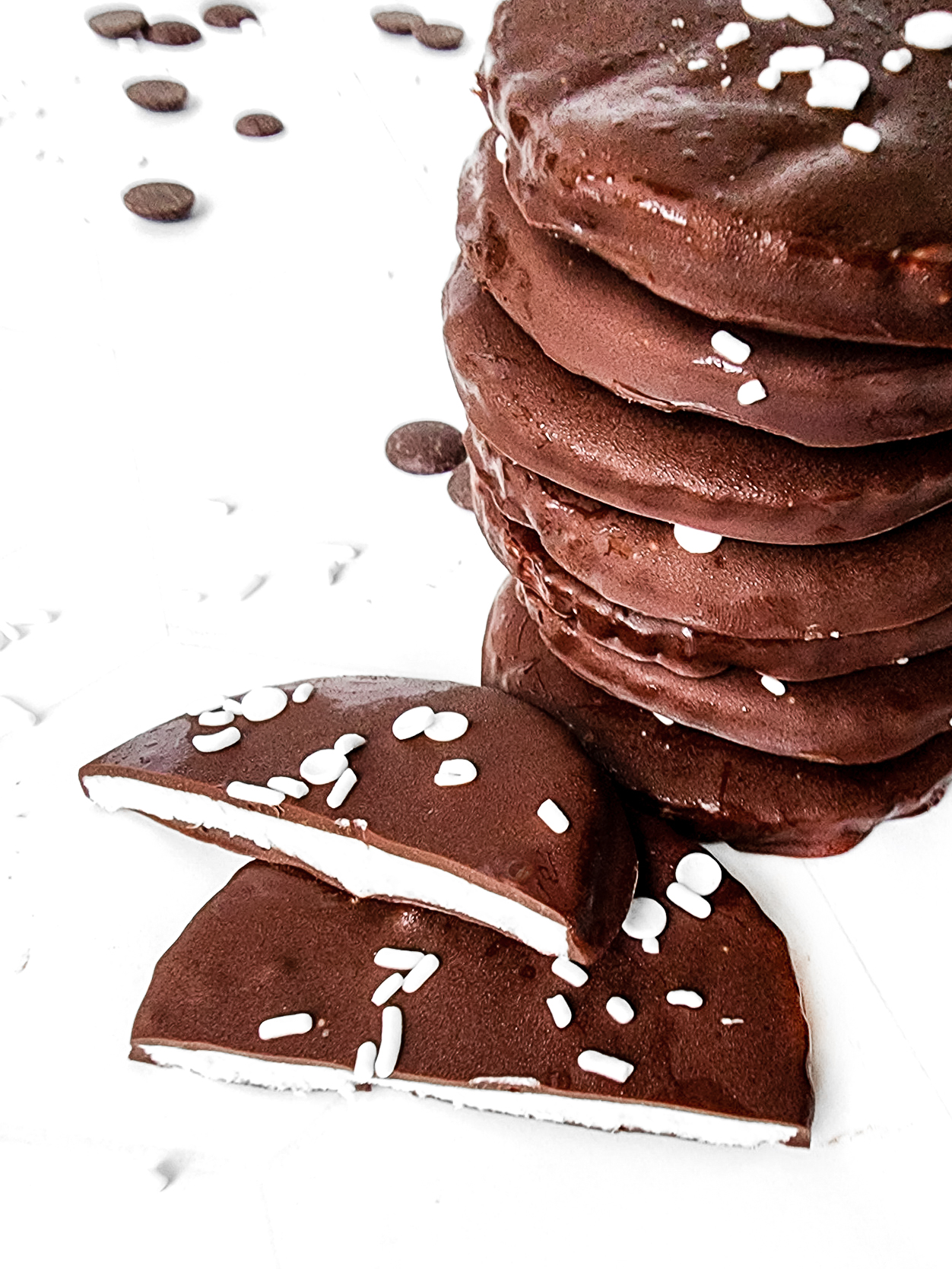 A stack of gluten-free peppermint patties.