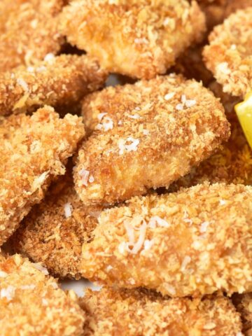 Up close view of turkey nuggets