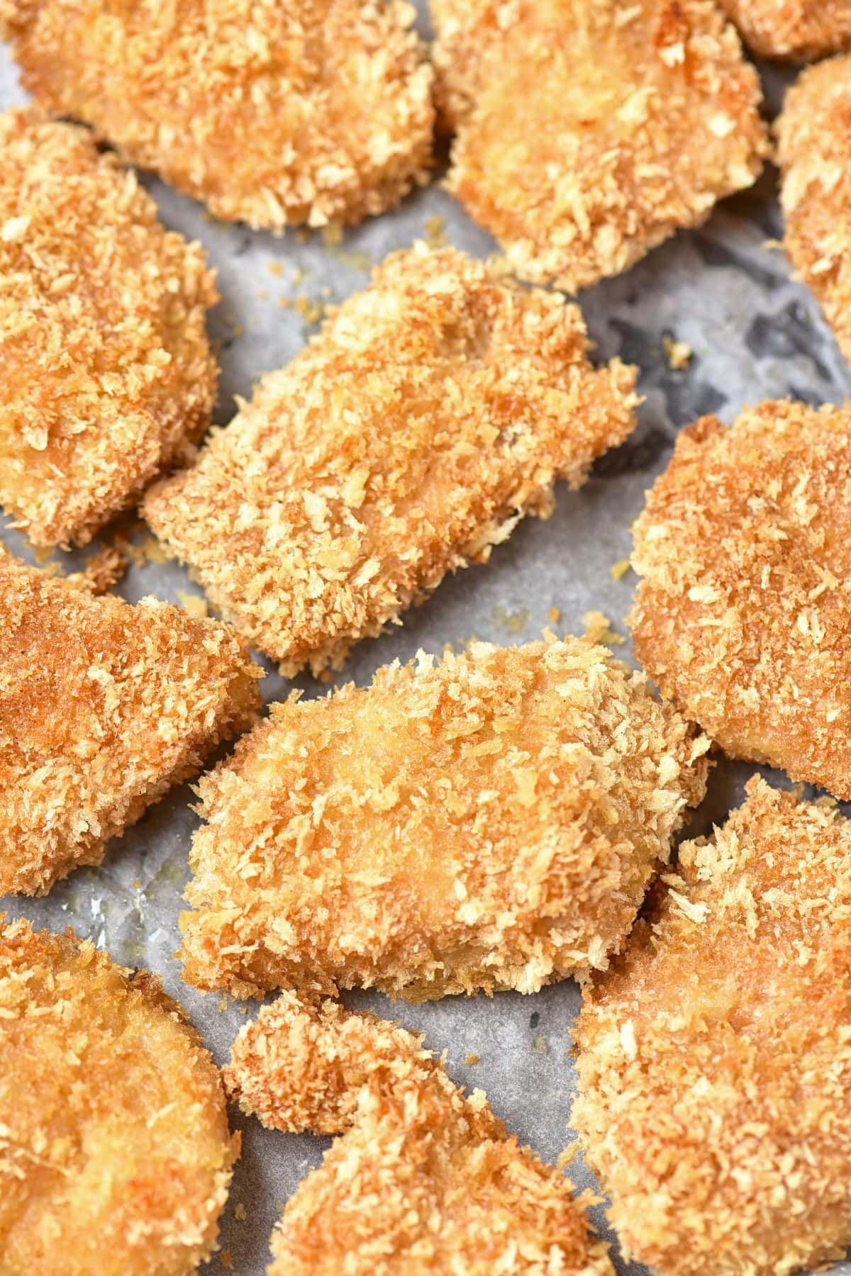 Freshly baked turkey nuggets.