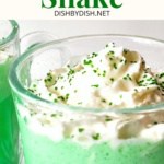 Vertical view of a glass with shamrock shake.