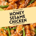 Collage of images of honey sesame chicken.