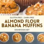 Collage of images of almond flour banana muffins