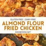 Collage of images of almond flour fried chicken images