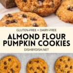 Collage of images of almond flour pumpkin cookies
