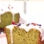 Avocado cake on plate.