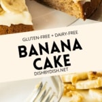 Collage banana cake photos.