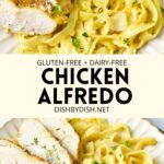 Collage of images of chicken alfredo