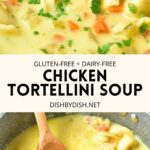 Collage of images of chicken tortellini soup