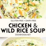 Collage of images of chicken and wild rice soup
