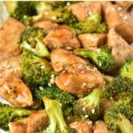 A plate of sautéed chicken and broccoli