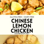 Collage of images of chinese lemon chicken.