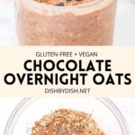 Collage of images of chocolate overnight oats