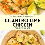 Collage of images of cilantro lime chicken thighs