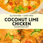 Collage of images of one-pan coconut lime chicken