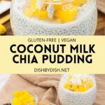 Collage of images of coconut milk chia pudding