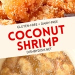Collage of images of coconut shrimp
