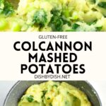 Collage of images of colcannon mashed potatoes
