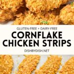 Collage of images of cornflake chicken strips