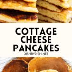 Collage of images of cottage cheese gluten-free pancakes