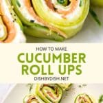 Collage of images of cucumber roll ups