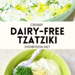 Collage of images of bowls of tzatziki