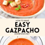 Collage of images of gazpacho soup