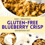 Collage of images of gluten-free vegan blueberry crisp