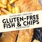 Collage of images of gluten-free fish and chips