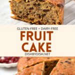 Collage of images of fruit cake