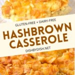 Collage of images of hash brown casserole.