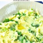 Top down view of a bowl of Irish colcannon