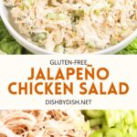 Collage of images of chicken salad with jalapeños.