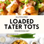 Collage of images of loaded tater tots