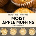 Collage of images of moist apple cinnamon muffins