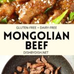 Collage of images of mongolian beef