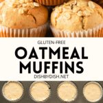 Collage of images of gluten-free oatmeal muffins