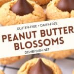 Collage of images of gluten-free peanut butter blossoms.
