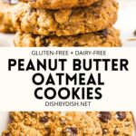Collage of images of peanut butter oatmeal cookies